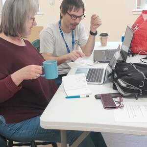 Digital support in Rosehall Village Hall; taking support to the doorstep. 