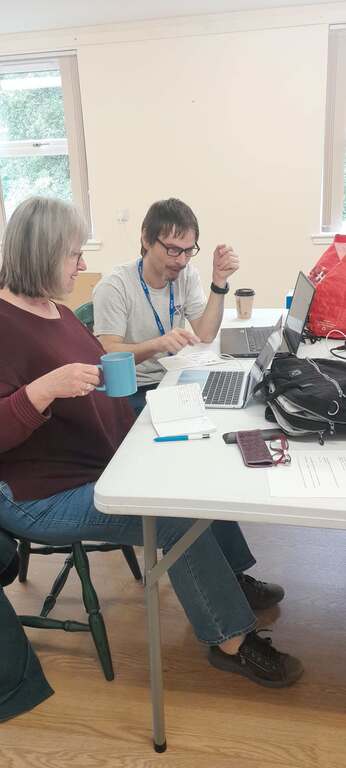 Digital support in Rosehall Village Hall; taking support to the doorstep. 