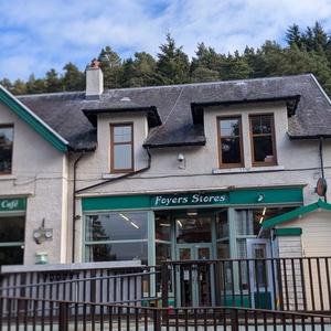 Front of building - flat is on 1st floor above the Shop and Cafe