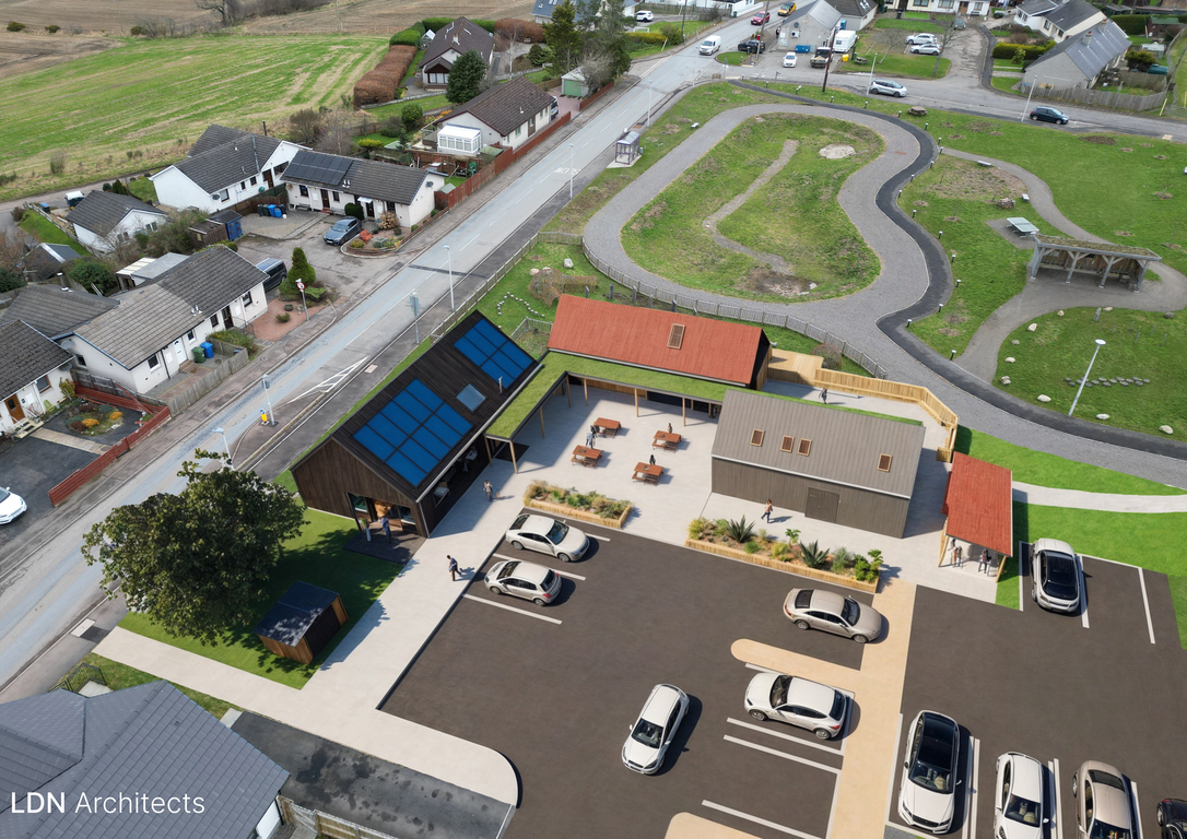 Aerial view of Culbokie Community Hub