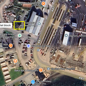 Uig Pier layout and toilet block location