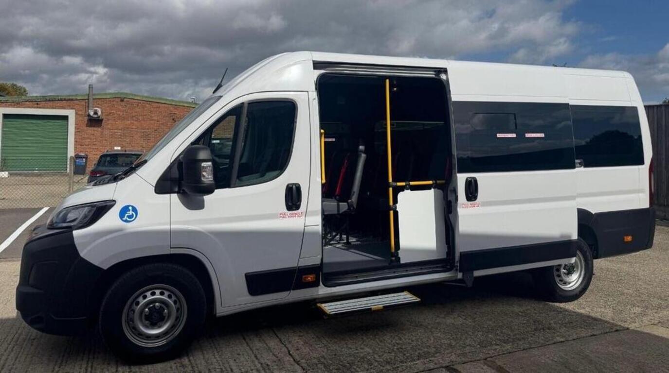 2024 Peugeot Boxer 17 seat minibus with rear wheelchair ramp