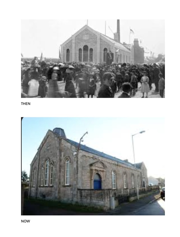 North gable at Seaman's Hall - then and now